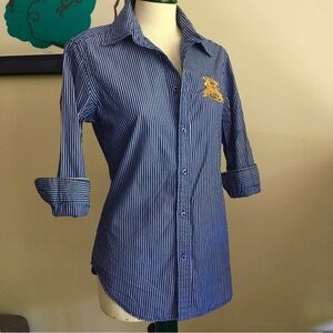 Vintage Ralph Lauren 3/4 Sleeve Shirt with large embroidered crest